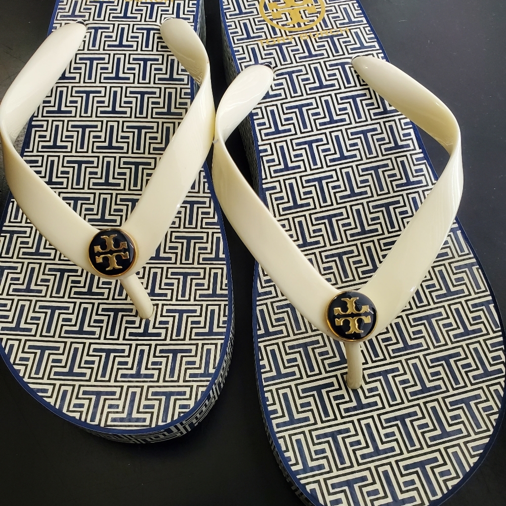 NWOT Tory Burch Wedge Platform Flip Flops